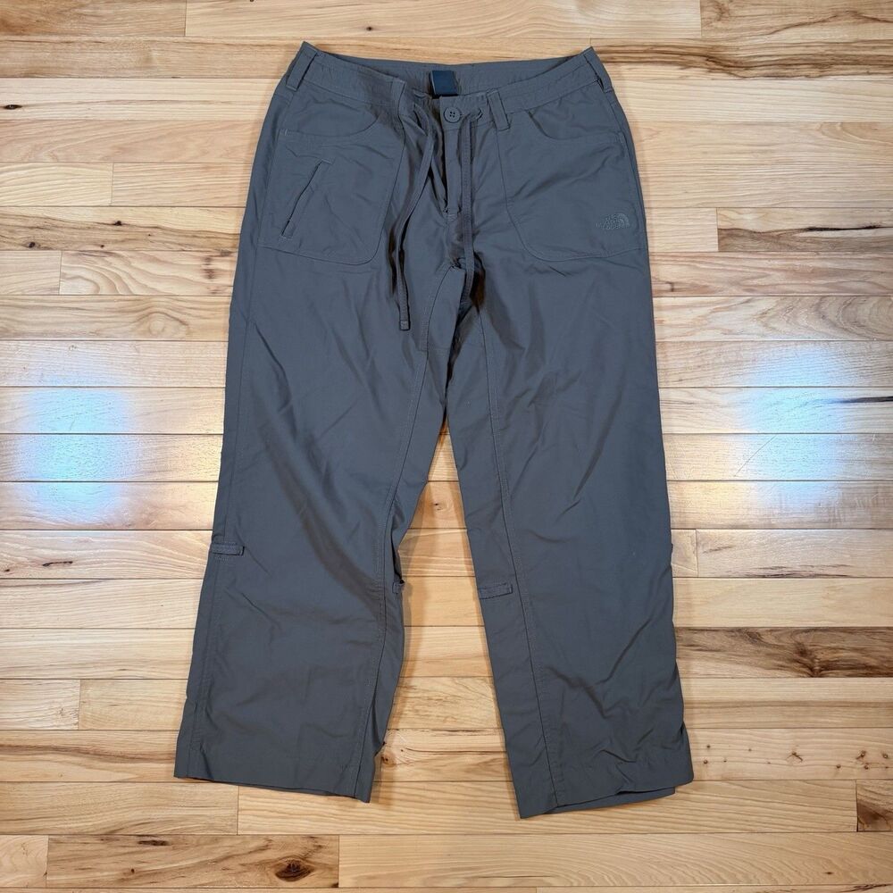 North Face Pants Womens 8 Green Nylon Drawstring Cargo Hiking Outdoor